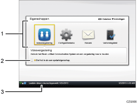 Afbeelding van het scherm met genummerde onderdelen