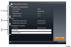 Ilustração com legendas numeradas da tela