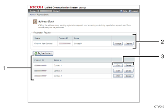Web browser screen illustration numbered callout illustration
