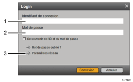 Illustration avec légendes numérotées de l'écran de l'application