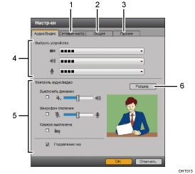 Иллюстрация экрана приложения с пронумерованными сносками