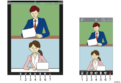 Illustrazione schermata applicazione con didascalie numerate