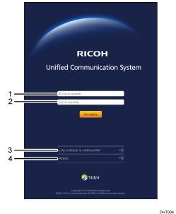 Ilustración de la pantalla de la aplicación ilustración con llamadas numeradas