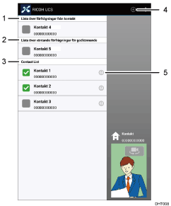 Bild av programskärmen (numrerade detaljer)