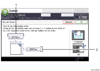 Nummerierte Abbildung Bedienfeld-Display