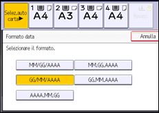 Illustrazione della schermata sul pannello di controllo