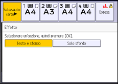 Illustrazione della schermata sul pannello di controllo