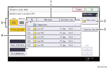 Иллюстрация экрана панели управления с пронумерованными сносками
