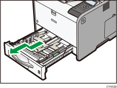 Ilustración de la parte frontal de la impresora