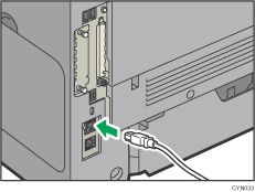 Ilustración de la conexión del cable del interface USB