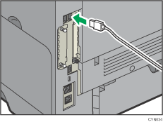 Ilustración de la conexión del cable del interface USB