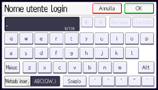 Illustrazione della schermata sul pannello di controllo