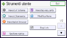 Illustrazione della schermata sul pannello di controllo