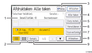 Schermafbeelding bedieningspaneel