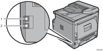 Illustrazione del collegamento alla linea telefonica (illustrazione numerata)