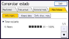 Ilustración de la pantalla panel de mandos