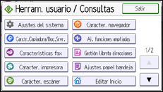 Ilustración de la pantalla panel de mandos