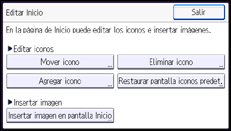 Ilustración de la pantalla panel de mandos
