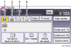 Ilustración con llamadas numeradas de la pantalla del panel de operaciones