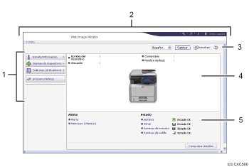 Ilustración de llamada numerada de ilustración de pantalla del explorador Web