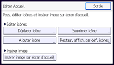 Illustration de l'écran du panneau de commande