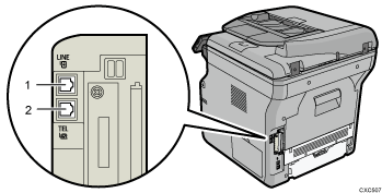 illustration du raccordement de la ligne téléphonique (illustration avec légende numérotée)