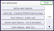 Illustration de l'écran du panneau de commande
