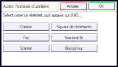 Illustration de l'écran du panneau de commande