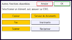 Illustration de l'écran du panneau de commande