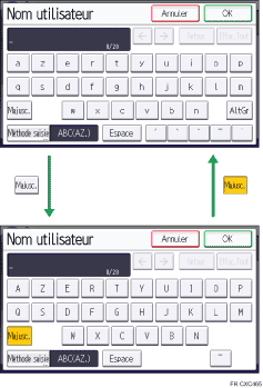 Illustration de caractères de l'écran de saisie