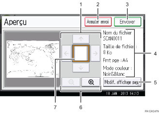 Illustration numérotée du panneau de commande