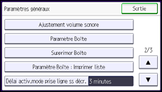 Illustration de l'écran du panneau de commande