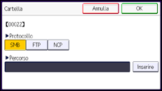 Illustrazione della schermata sul pannello di controllo