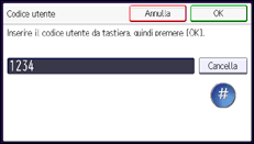 Illustrazione della schermata sul pannello di controllo