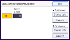 Illustrazione della schermata sul pannello di controllo