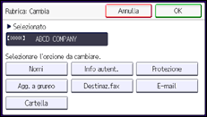 Illustrazione della schermata sul pannello di controllo