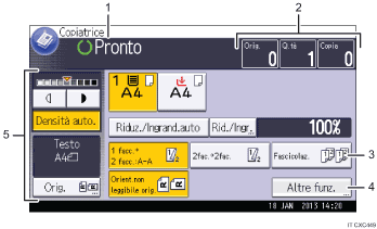 Illustrazione numerata pannello di controllo