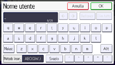 Illustrazione della schermata sul pannello di controllo