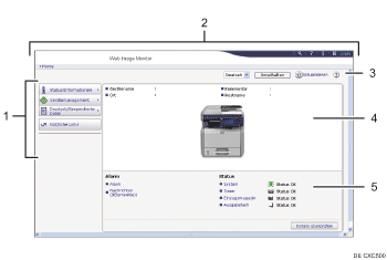 Nummerierte Abbildung der Webbrowser-Anzeige