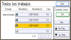 Ilustración de la pantalla panel de mandos