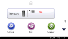 Illustration de l'écran du panneau de commande