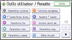 Illustration de l'écran du panneau de commande