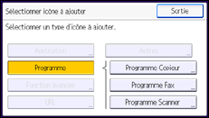 Illustration de l'écran du panneau de commande