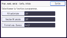 Illustration de l'écran du panneau de commande