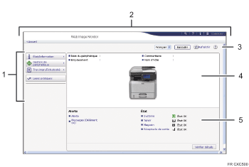 Illustration de l'écran du navigateur Web avec légende numérotée