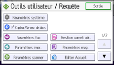 Illustration de l'écran du panneau de commande