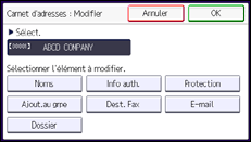 Illustration de l'écran du panneau de commande
