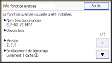 Illustration de l'écran du panneau de commande