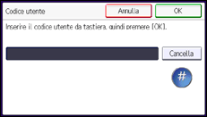 Illustrazione della schermata sul pannello di controllo