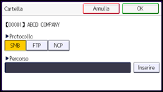 Illustrazione della schermata sul pannello di controllo